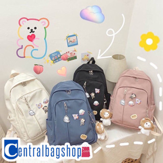 centralbagshop(C1801) กระเป๋าเป้ผ้าoxford ใบใหญ่**แถมเข็มกลัด+ที่ห้อย**