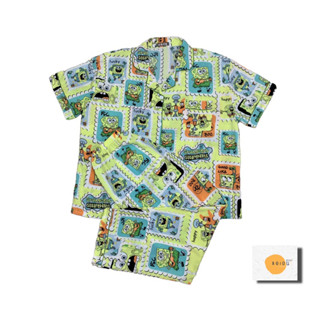 🔥พร้อมส่ง ชุดนอน ไหมอิตาลี อก 54 ลาย สปอนจ์บ็อบ (The Spongebob)