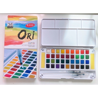 (KTS)สีน้ำชนิดตลับ+พู่กันแทงค์ Ori 36 สี PT104-36