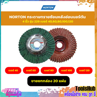 ⚡⚡ราคาถูก ยกกล่อง 20 แผ่น⚡⚡ NORTON กระดาษทรายซ้อนหลังอ่อนนอร์ตัน 4 นิ้ว รุ่น 229 เบอร์ 40-120