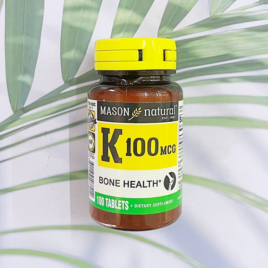 Vitamin K 100 mcg 100 tablests (Mason Natural) วิตามินเค เสริมการทำงานของร่างกาย