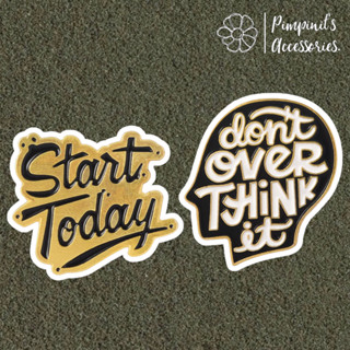 ʕ •ᴥ•ʔ ✿ พร้อมส่ง : เข็มกลัดเซ็ทโควทคำพูด | “Start Today” , “Don’t Over Think It” Quote Enamel Brooch Pin Set.