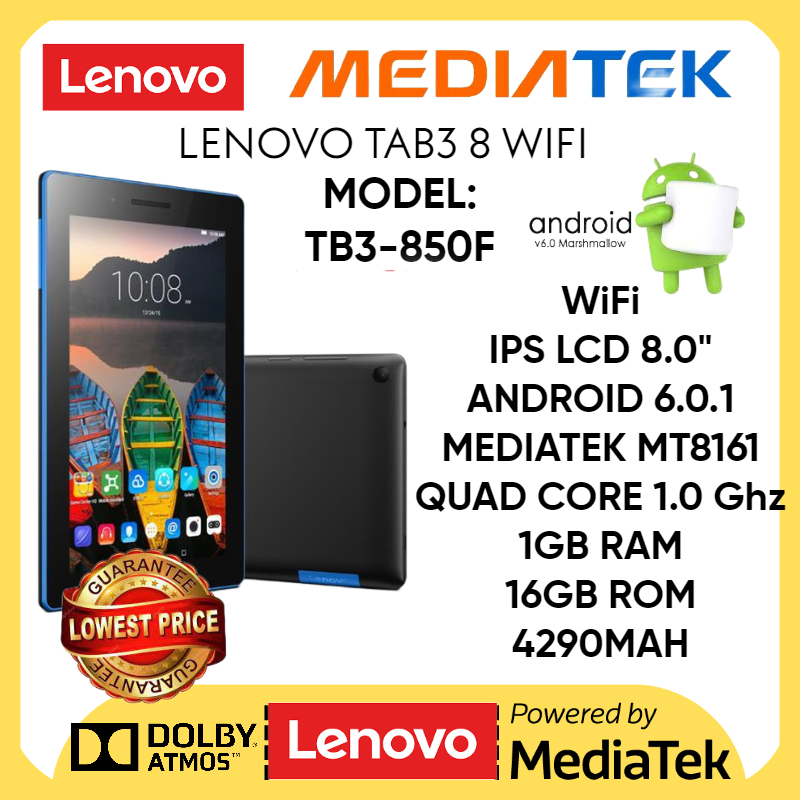 Lenovo Tab 3 8 TB3-850F แท็บเล็ต Android Wifi แท็บเล็ตพร้อม FHD/8 นิ้ว/Android 6.0