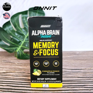 [ONNIT] Alpha Brain Instant Memory &amp; Focus, Pineapple Punch Flavor 30 Packets อาหารเสริมสำหรับสมองและความจำ แบบซอง