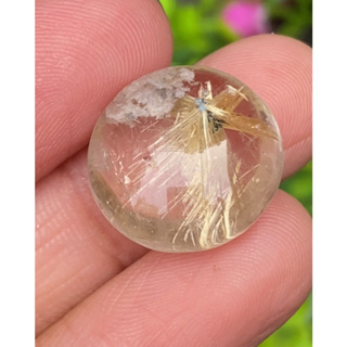 ไหมทอง สตาร์ ควอตซ์ Golden Star Rutilated Quartz 19.36 กะรัต Cts.พลอยแท้ อัญมณีมงคลประจําวันเกิด เครื่องประดับพลอย