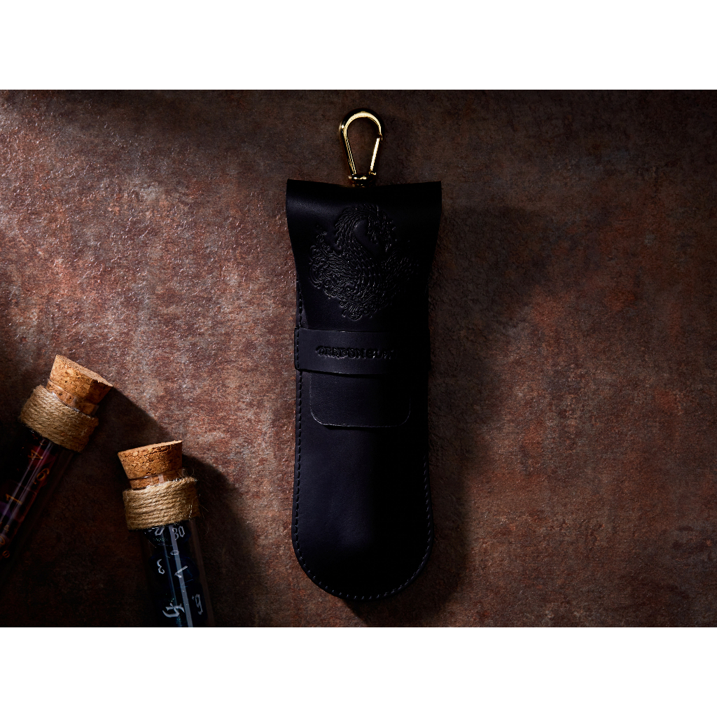 Leviathan RPG Single Potion Bag | Small Dice Bag | Black Leather Bag With Dice Potion Flask Set | Di