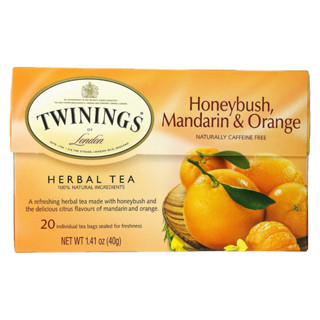 Twinings, Herbal Tea, Honeybush, Mandarin &amp; Orange, Caffeine Free ชาสมุนไพร ฮันนี่บุช รสส้มแมนดารินและส้ม ปราศจากคาเฟอีน