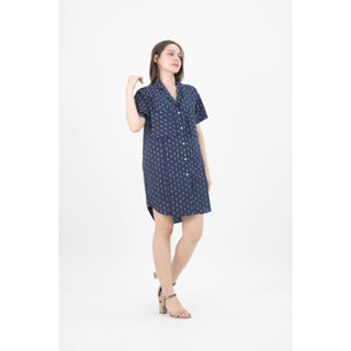 QueenCows ชุดให้นม Peller Cotton Dress Shirt (Navy)