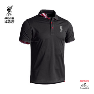 เสื้อโปโลแขนสั้น ผ้าโพลี  Liverpool รุ่น P068 สีดำ เลือดหมู