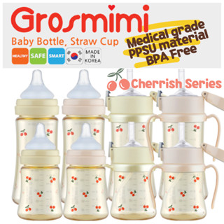 [เกาหลี]🇰🇷ของแท้ Grosmimi ขวดนม พร้อมหลอดดูด ปลอด BPA ขนาด 200 มล. 300 มล. สําหรับเด็กวัยหัดเดิน