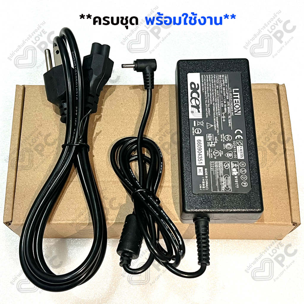 อะแดปเตอร์โน๊ตบุ๊ค Acer 19V3.42A(65W)*หัวขนาด3.0x1.1mm.[พร้อมสายไฟAC Power]Swift3 SF314-41 SF314-42 SF314-52  V13 V3-371