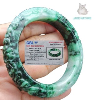 กำไลหยกพม่า หยกแท้ Jadeite Type A ไซส์ 53 (มีใบเซอร์รับรองจากสถาบันตรวจสอบอัญมณี)