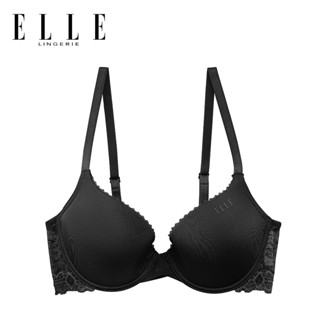 ELLE Lingerie Moulded Bra บร้าเต้าเรียบมีโครงเสริม Pad ฟองน้ำตกแต่งลูกไม้ - LB6550