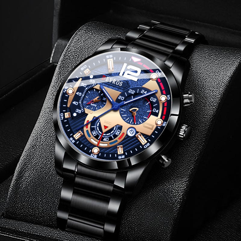 ราคาถูก นาฬิกา แบรนด์ Deyros แท้ นาฬิกาข้อมือควอทซ์ นาฬิกามีปฏิทิน สไตล์สปอร์ต หรูหรา สําหรับผู้ชาย