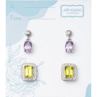 AR-Kang Collection***( ต่างหูSet )Peridot, Amethyst (เงินแท้92.5%)