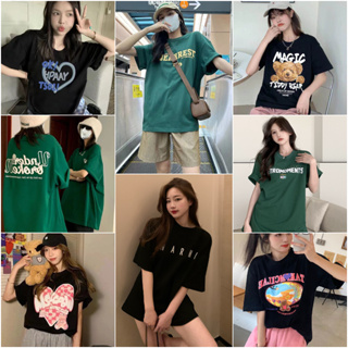 cherryshop พร้อมส่ง🔥เสื้อยืด🍀เสื้อยืดสีขาว 8 ลาย โอเวอร์ไซส์ งานสกีนมาตรฐาน เนื้อผ้าเด้ง ผ้าไม่ติดตัว ใส่สบาย