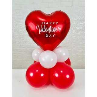 ลูกโป่งหัวใจแดง ติดข้อความ Happy Valentines Day ขนาด 18นิ้ว (มาพร้อมฐานลูกโป่ง)