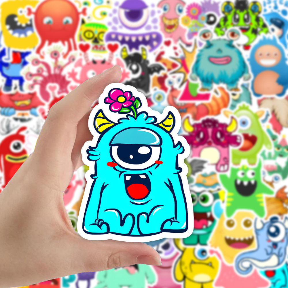 พร้อมส่ง สัตว์ประหลาด น่ารักมาก Cute monster Sticker สติกเกอร์กันน้ำรูปแบบที่แตกต่างกัน 50ชิ้น cartoon