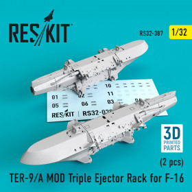 RS32-0387 TER-9/A MOD Triple Ejector Rack for F-16(2 pcs) (3D Printing) (1/32)