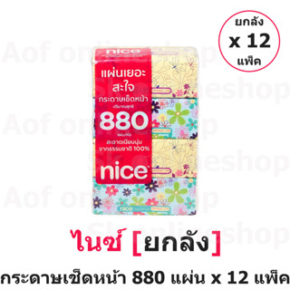 [ยกลัง] Nice ไนซ์ กระดาษ เช็ดหน้า ซอฟท์แพ็ค 880 แผ่น x 12 แพ็ค