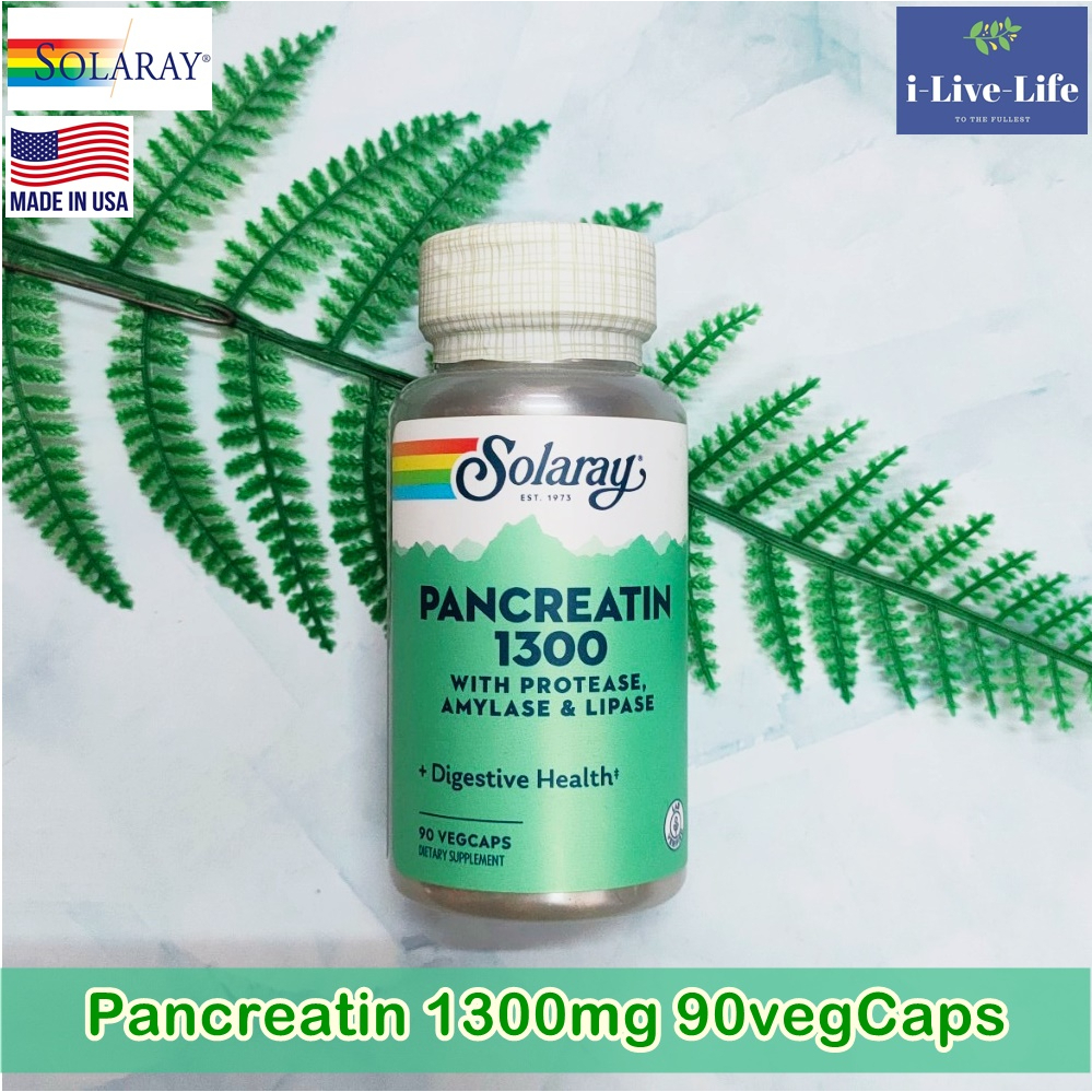 เอนไซม์แพนคริเอติน Pancreatin 1300 mg 90 vegCaps - Solaray