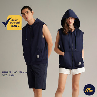 Mc Jeans เสื้อกันหนาว ฮู้ดดี้ แขนกุด Unisex สีกรมท่า MJHP175