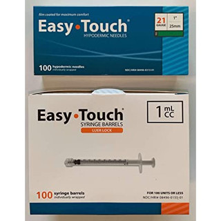 ไซริงค์แบบหัวล็อค  EasyTouch 1ML Luer-Lock Syringe Barrel Only จากอเมริกา 1 กล่อง (100 ชิ้น)