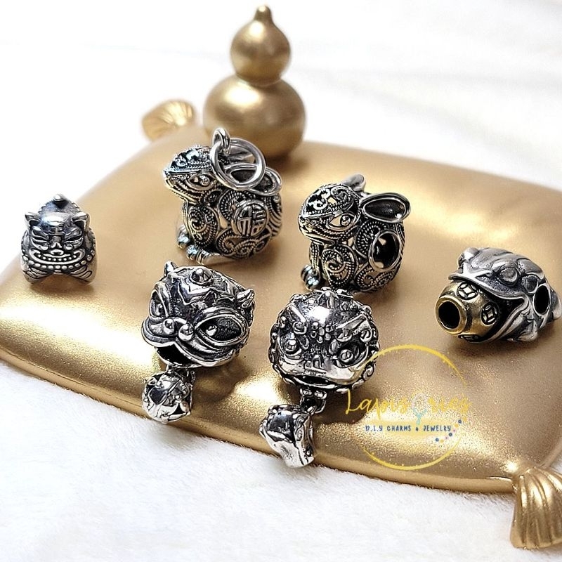ชาร์มเงินแท้925 กระต่าย กบ เสือ สิงโต ฉีหลิน กิเลน ไว้ร้อยกำไล ของขวัญ DIY CHARM เสริมดวง ตกแต่งกำไล