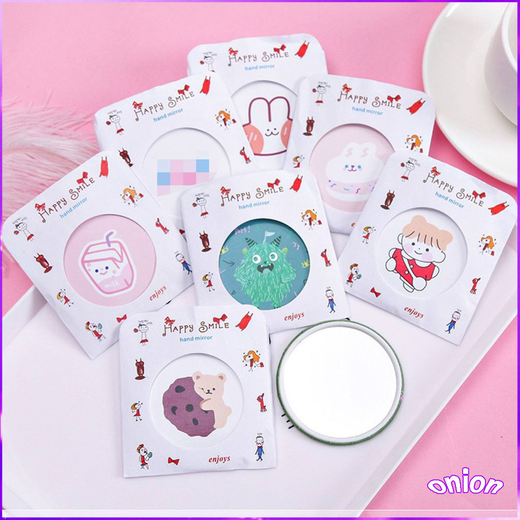 กระจกพกพา น่ารักน่าใช้ น้ำหนักเบา พกพาง่าย ลายน่ารักสดใส กระจกแบบพกพา  กระจกแต่งหน้า ส่งคละสี