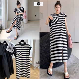 🌈🌿🌸🌼🌺🧡🤎🇰🇷 Cotton Stripe Sleeveless Maxi Dress