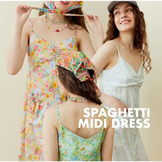 spaghetti midi dress เดรสสายเดี่ยว พิมพ์ลาย give.me.museums