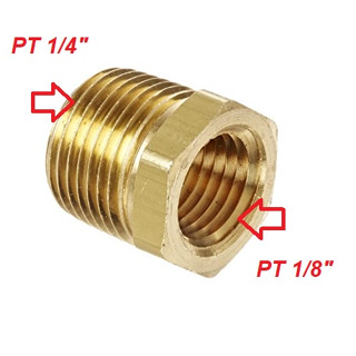 ข้อต่อทองเหลือง Bushing Brass Fitting เกลียวนอก PT 1/4"