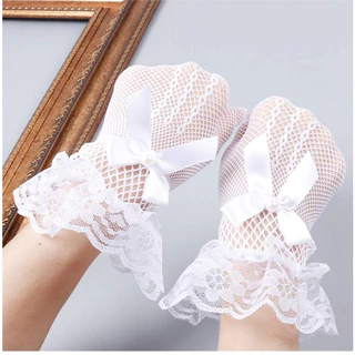 ถุงมือตาข่ายลูกไม้ ยืดๆ มีขนาดเด็ก-ผู้ใหญ่พร้อมส่ง!
