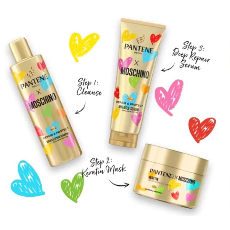 ใหม่! แท้! Pantene ProV x Moschino Serum Shampoo conditioner made in France แชมพู ครีมนวดผม Shiseido fino tsubaki