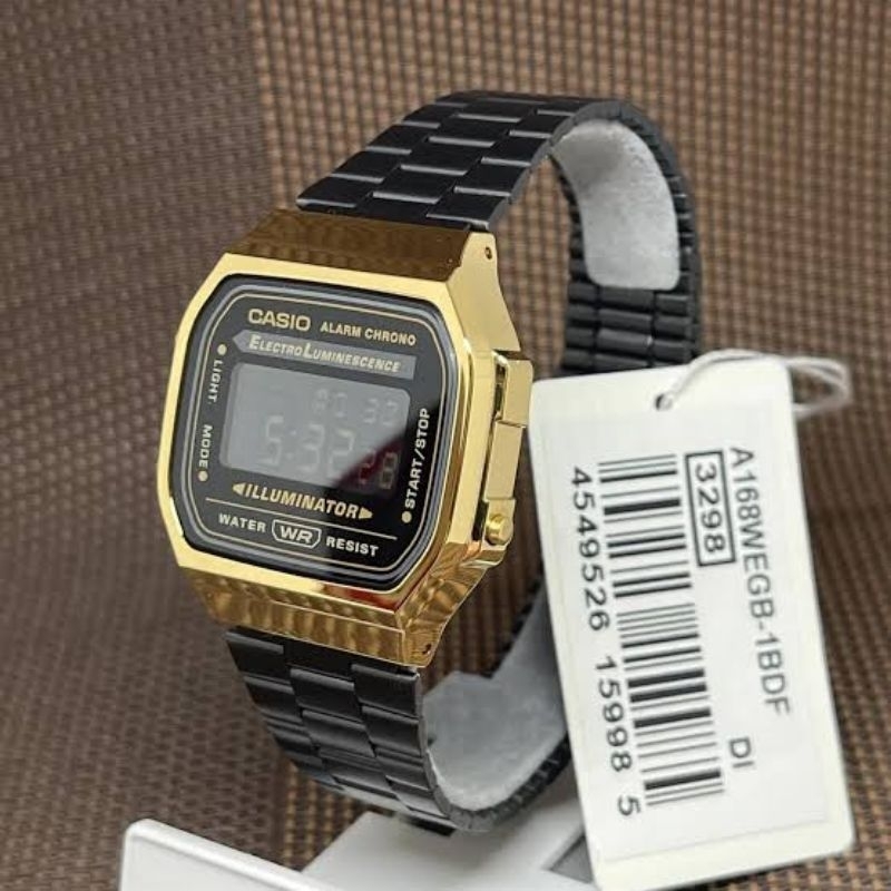Casio นาฬิกาข้อมือ A168Wegb-1b ดำทองคลาสสิค