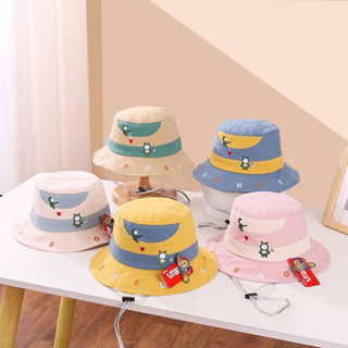[พร้อมส่ง] หมวกเด็ก 12เดือน-5ปี รอบหัว:50-52 cm. หมวกบักเก็ต (Bucket) สีทูโทน ปักลายการ์ตูนน่ารักๆ หมวกแฟชั่นเด็ก