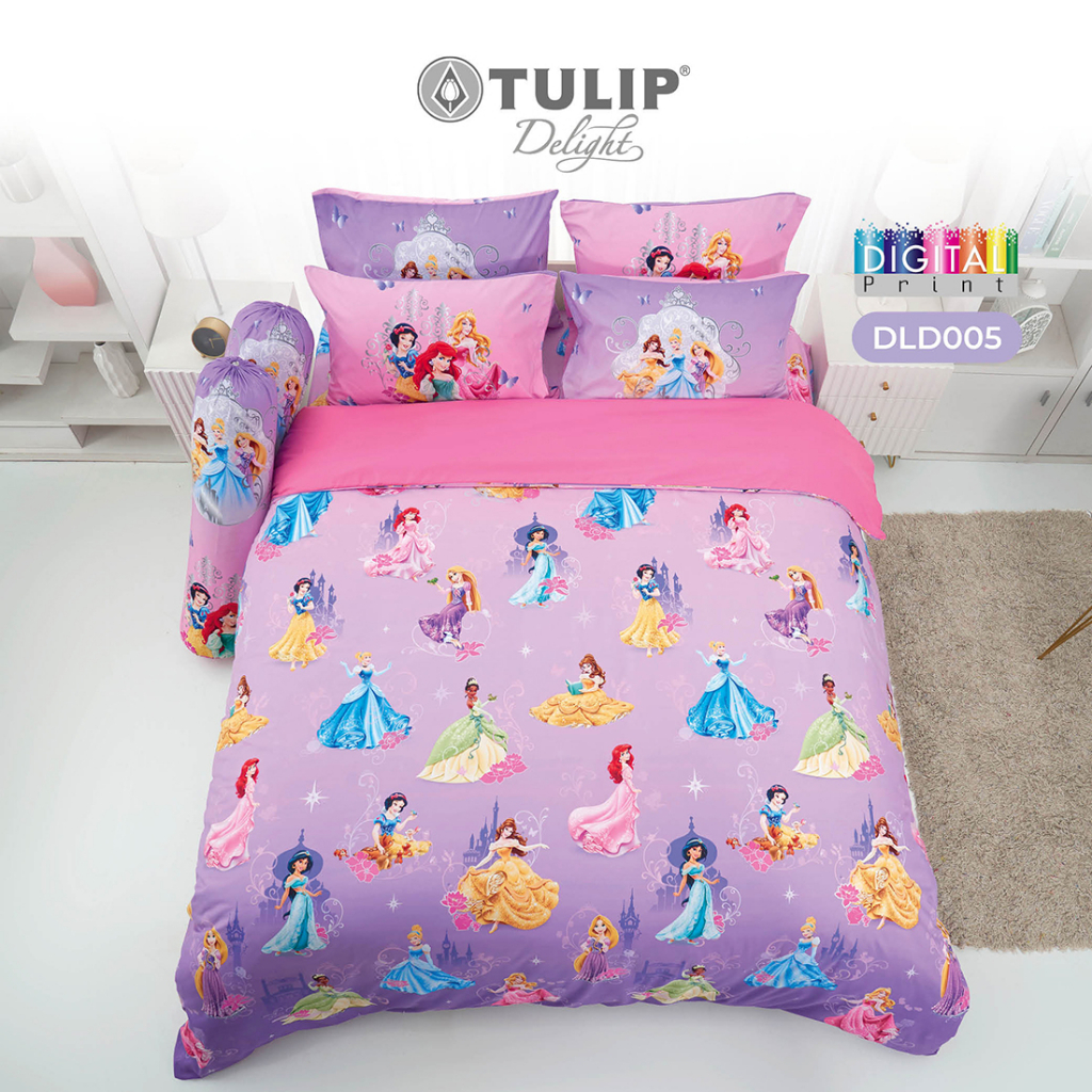 TULIP Disney เจ้าหญิง ดิสนีย์ Princess DLD005 ชุดเครื่องนอน ผ้าปูที่นอน ผ้าห่มนวม รุ่น TULIP Delight