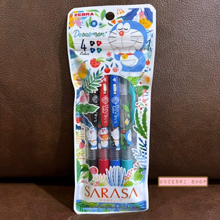 Set ปากกา Zebra Sarasa Clip จากญี่ปุ่น ลาย Doraemon Forest สีขาว หัว 0.5 รวม 4 แท่ง