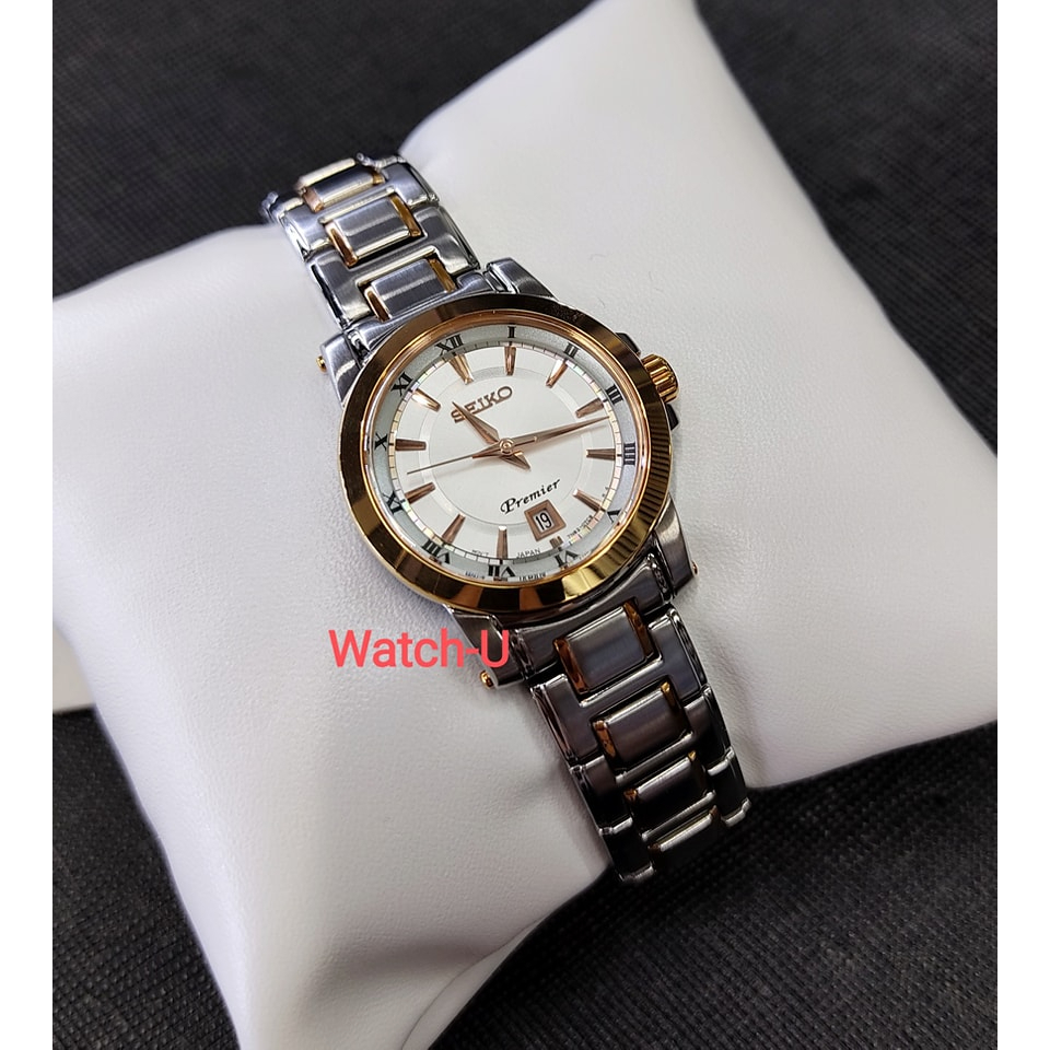 นาฬิกาข้อมือผู้หญิง Seiko premier pinkgold lady สองกษัตริย์ พิงค์โกลด์ กระจกSAPPHIRE รุ่น SXDF46P1 SXDF46P SXDF46