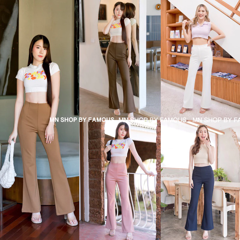 🍒ขาม้ารุ่นHR🍒กางเกงผ้าโรเซฟ-ขาม้า-เอวสูงซิปข้างไซส์S-2XL