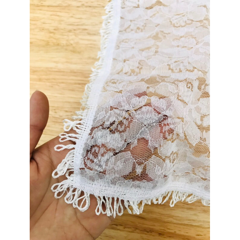 ผ้าคลุมหัวนาค ผ้าลูกไม้ สินค้ามี 3 สี (ราคาต่อผืน) - รูปที่ 2