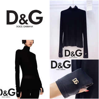 เสื้อแขนยาวคอเต่า DOLCE&amp;GABBANA JERSEY TURTLE-NECK WITH DG LOGO TOP