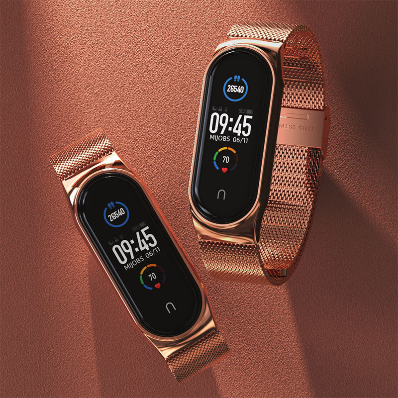 Xiaomi Mi Band 3/4  Mi Band 7 สายโลหะสแตนเลส Xiaomi Mi Band 8/9 สายหัวเข็มขัดสแตนเลส
