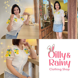 เสื้อคอปกผ้าแก้ว สวยหรู ปักลายดอกไม้
