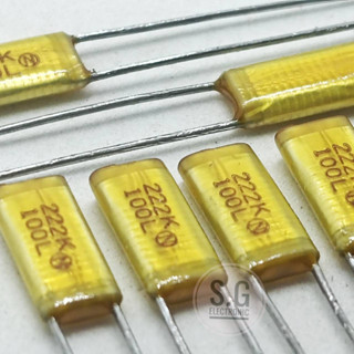 ((ชุด 10ตัว)) nissei 0.0022uF 100v / Poly film capacitor/ ขา 3.5mm./ 222/ 2,200pF #ตัวเก็บประจุ #คาปาซิเตอร์ #Capacitor