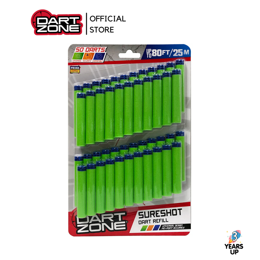 DART ZONE® Sureshot Full-length Dart Refill กระสุนโฟม ดาร์ทโซน ขนาดมาตราฐาน 50 ลูก (ลิขสิทธิ์แท้)