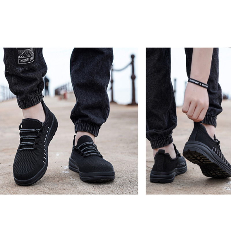 📢Hot! รองเท้าเซฟตี้ระบายอากาศแบบฟลายทอ รองเท้าทํางานผู้ชาย 🥾Size:39-45