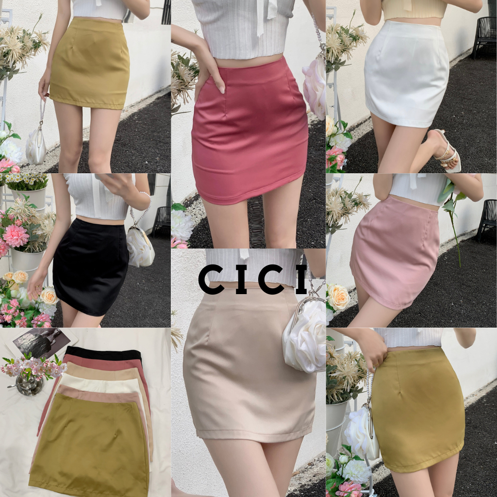 ส่งทันที Cici(NO. Q298)Mini Skirts กระโปรงสั้นทรงเอเบสิค เอวสูง ลุคหวานใส่จับคู่แมทช์หวานๆสไตล์เกาหลี