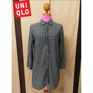 light weight FLANNEL [UNIQLO Brand_2nd hand]เสื้อเชิ้ตแซกแขนยาวลายสก๊อตนน.เบาผ้าฝ้าย​💯%/Size S/แท้มือสองกระสอบนำเข้า​