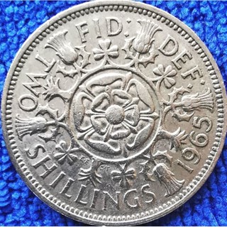 เหรียญ​ต่างประเทศ​ อังกฤษ​ UK, 2​ Shillings, (ยุค​Elizabeth), #​1998T, ใช้แล้ว